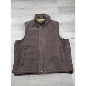 Madison Creek Outfitters Vest Mens XL Brown Sherpa Lined Suede Leather Full Zip